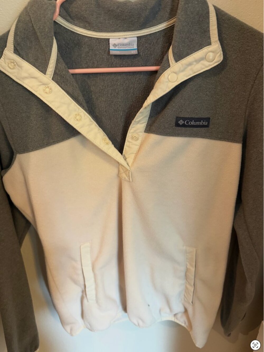 Columbia XS Half-Snap Fleece Pullover in Cream/Grey